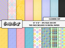 Cleaning Day Digital Papers, scrapbook backgrounds designs Product Image 2