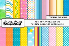 Coloring the World Digital Papers, scrapbooking backgrounds Product Image 1