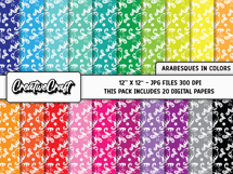Colors Arabesques Digital Papers, scrapbooking designs Product Image 2