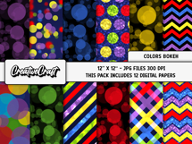 Colors Bokeh Digital Papers, scrapbook backgrounds designs Product Image 2
