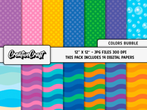 Colors Bubble Digital Papers, scrapbooking papers designs Product Image 2