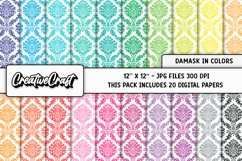 Colors Damask Digital Papers, scrapbook backgrounds designs Product Image 1