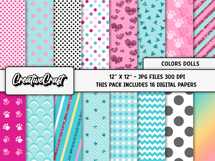 Colors Dolls Digital Papers, scrapbook backgrounds designs Product Image 2