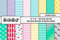 Colors Dolls Digital Papers, scrapbook backgrounds designs Product Image 1