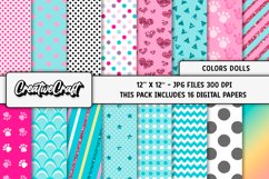 Colors Dolls Digital Papers, scrapbook backgrounds designs Product Image 1