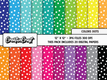 Colors Dots Digital Papers, scrapbooking backgrounds designs Product Image 2