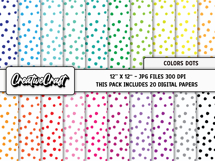 Colors Dots Digital Papers, scrapbooking backgrounds designs Product Image 2