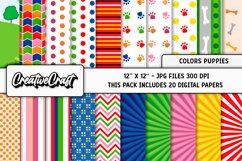 Colors Puppies Digital Papers, scrapbook backgrounds designs Product Image 1