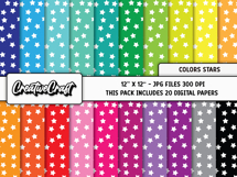 Colors Stars Digital Papers, scrapbook backgrounds designs Product Image 2