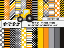 Construction Digital Papers, build truck scrapbook designs Product Image 2