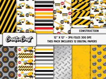 Construction Digital Papers, build truck scrapbook designs Product Image 2