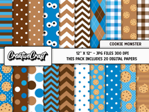 Cookies Monster Digital Papers, scrapbooking papers designs Product Image 2