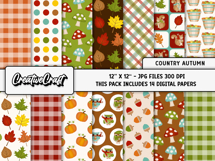Autumn Fall Digital Paper and Clipart png, autumn clipart Product Image 2
