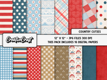 Country Cuties Digital Papers, scrapbook backgrounds designs Product Image 2