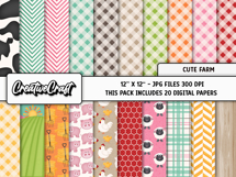 Animal Farm Digital Papers, farm scrapbooking, illustration Product Image 2