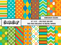 Dinosaur Colors Digital Papers, scrapbooking papers designs Product Image 2
