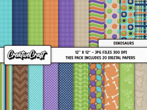 Dinosaurs Digital Papers, scrapbooking backgrounds designs Product Image 2