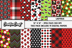 Ladybug Digital Paper, ladybug scrapbook backgrounds designs Product Image 2