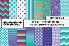 Little Mermaid Digital Papers, scrapbook backgrounds designs Product Image 1