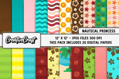 Nautical Princess Digital Papers, scrapbooking backgrounds Product Image 2