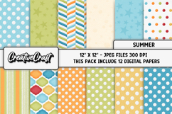 Summer Digital Paper, summer graphic, beach illustrations Product Image 2