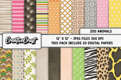 Zoo Animal Digital Paper, safari animal digital papers Product Image 2