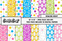 Bowling Night Digital Paper, bowling digital scrapbook Product Image 2