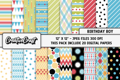 Birthday Boy Digital Paper, birthday graphic, illustratrions Product Image 1