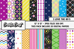 Retro 80s Digital Paper, retro 80s scrapbook, illustrations Product Image 2