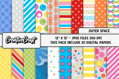 Outer Space Digital Papers, stars digital scrapbook designs Product Image 1
