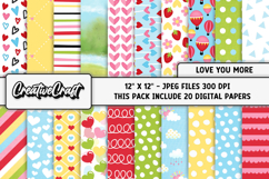 Valentine Day Digital Paper and Clipart png, illustration Product Image 2