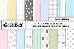Baby Rainbow Digital Paper, baby digital scrapbook graphic Product Image 2