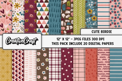 Cute Birdie Digital Paper, spring digital scrapbook graphics Product Image 1