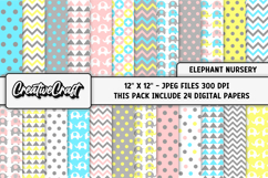Elephant Nursery Digital Paper, baby graphics, illustrations Product Image 2