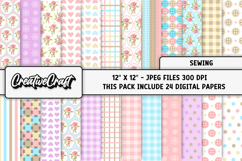 Sewing Digital Papers, scrapbooking backgrounds designs Product Image 2