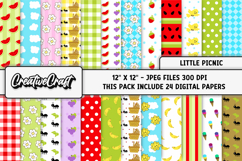 Little Picnic Digital papers, digital scrapbook illustration Product Image 2