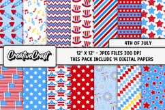 4th of July Digital Papers, independence day digital papers Product Image 1