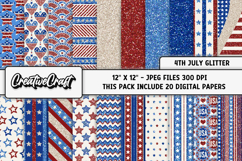 4th of July Digital Papers, independence day digital papers Product Image 1