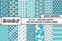 Cervical Cancer Awareness Digital Papers, digital scrapbook Product Image 1