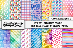 Cancer Awareness Digital Papers, cancer awareness scrapbook Product Image 2