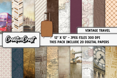 Vintage Travel Digital Paper, junk journal digital scrapbook Product Image 2