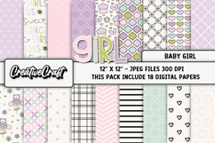 Baby Girl Digital Papers, baby shower digital scrapbooking Product Image 1