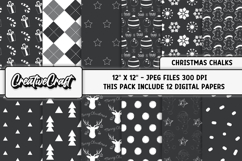 Christmas Chalk Digital Paper, christmas chalk illustrations Product Image 1