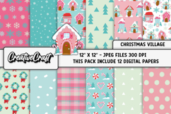 Christmas Village Digital Paper, christmas illustrations Product Image 1