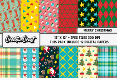 Christmas Digital Paper, christmas scrapbook illustrations Product Image 2
