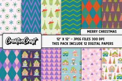 Christmas Digital Paper, christmas scrapbook illustrations Product Image 1