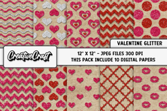 Valentine Day Glitter Digital Papers, backgrounds designs Product Image 1