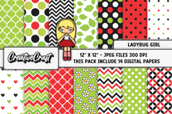 Ladybug Girl Digital Papers, ladybug gitl digital scrapbook Product Image 2