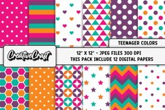 Teenager Colors Digital Paper, teenager colors illustrations Product Image 2