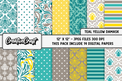 Damask Digital Paper, damask digital scrapbook illustrations Product Image 2